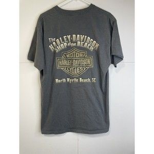 Harley Davidson Pocket T-Shirt North Myrtle Beach Shop At The Beach Gray Large